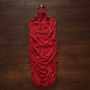 Elegant Red Halter Dress